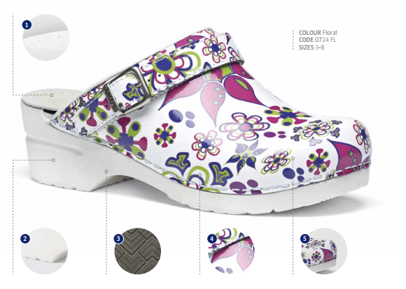 Toffeln FlexiKlog patterned with heel straps